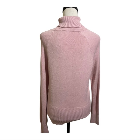 Halogen womens turtleneck ribbed details long sleeve sweater Viscose pink large - Picture 9 of 12
